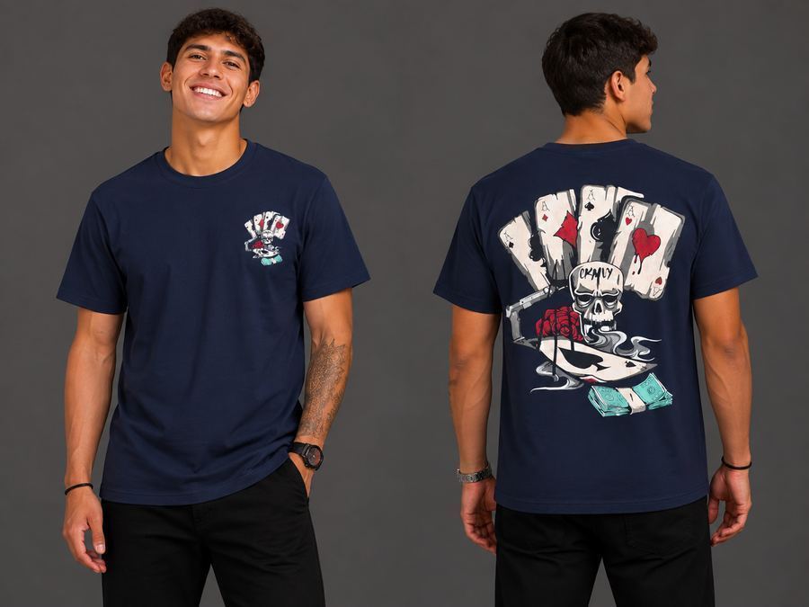 Camiseta Masculina Family Poker - Azul Marinho