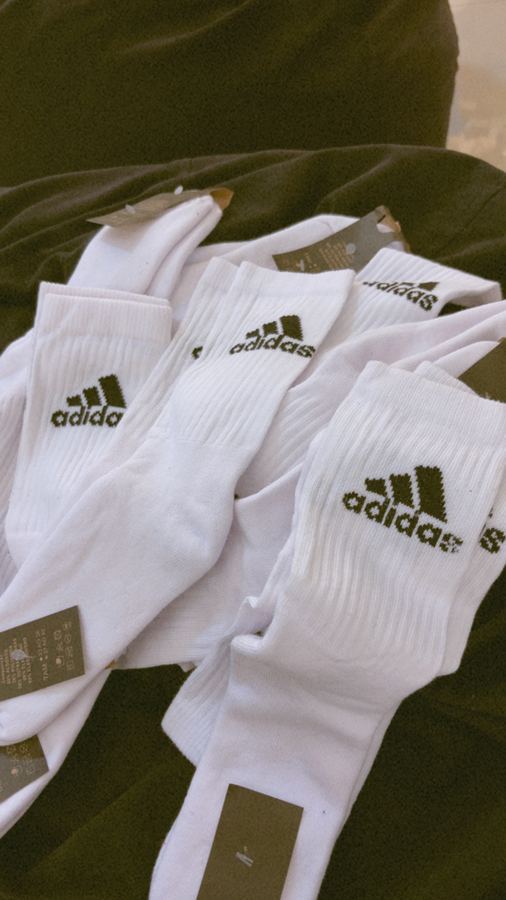 Meia Adidas Cano Alto Branco/Preta